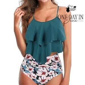 Aleumdr High Waist Flounce Bikini Swimsuit Size XL